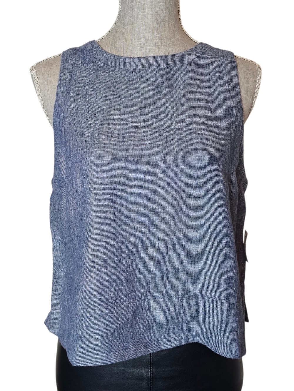 Sigrid Olsen Sleeveless Linen Top - Women's Size M - Chambray Blue Lightweight
